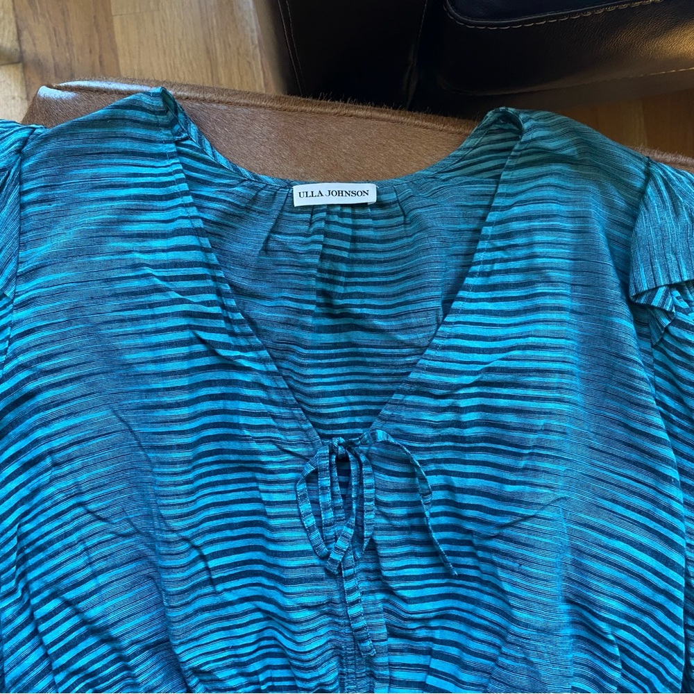 Ulla Johnson Bold Shoulder Cotton Peplum Blouse - Picture 6 of 7
